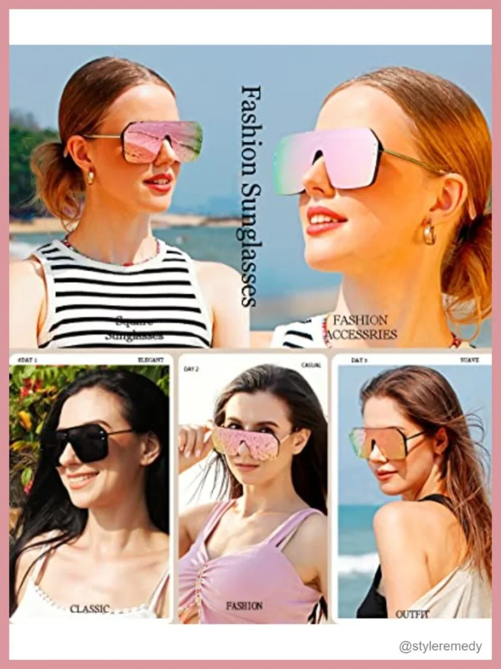 Oversized One Piece Sunglasses Rimless UV400 Shield Shades
